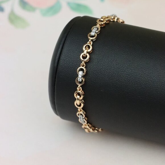 "Sparkling Rose Gold Bracelet with Dainty Crystal Accents, XPBL0732 - Picture 1 of 12